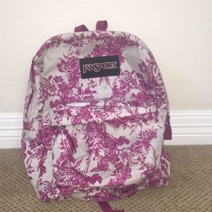 Pink and grey floral jansport backpack